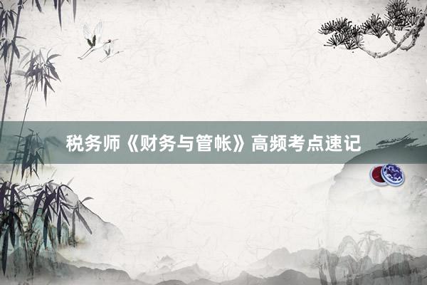 税务师《财务与管帐》高频考点速记